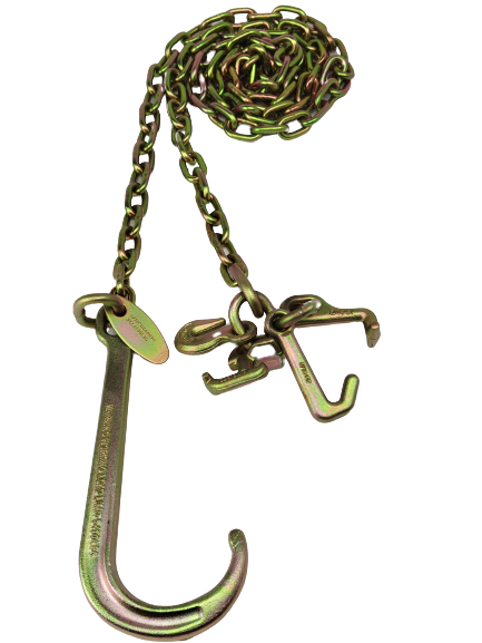 5/16" x 8' Safety Chain w/ 15" J-Hook, RTJ Cluster Hook & Grab Hook