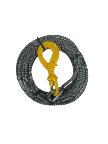 3/8" x 50' Steel Core Winch Cable w/ Self Locking Swivel Hook