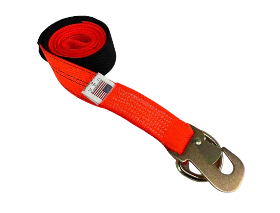 2" x 8' Wheel Lift Strap w/ Flat Snap Hook & D-Ring-BEST
