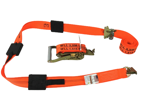 A-2X11RHOAIRCS-DW - 2" x 10' Wheel Strap with 3 Rubber Tread Grabs and Ratchet-BEST