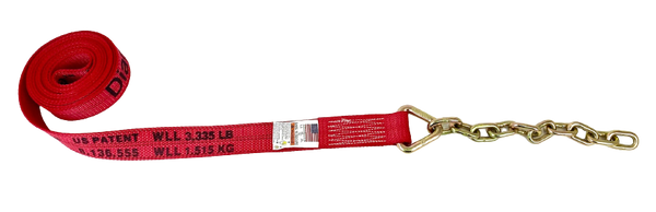 18' Tow Strap with 12" 5/16 G70 Chain Tail-BEST