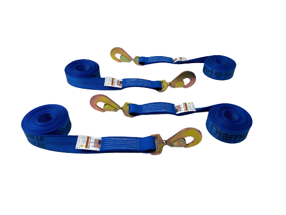 TOW-8PT-TSH-DW - 8 Point DIAMOND WEAVE Flatbed/Rollback 14' Car Tie-Down w/ Twisted Snap Hook-BEST