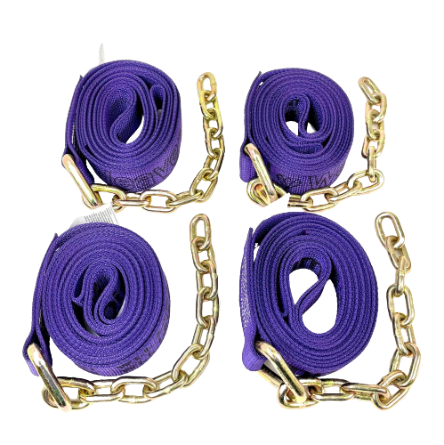 TOW-8PTCHAIN18-HDDW - 8 Point DIAMOND WEAVE Flatbed/Rollback 14' Car Tie-Down w/ Chain Tail-BEST