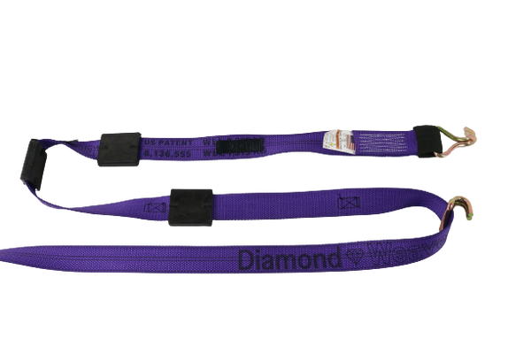 A-2X11RWHRC-DW - 2" x 10' Ratchet Wheel Strap w/ 3 Rubber Grabs & Wire Hooks-BEST