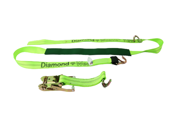 A-2X11RWHLP-DW - 2" x 10' Ratchet Wheel Strap w/ Wire Hooks & 2" Low Profile Sleeve-BEST
