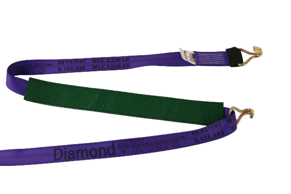 S-2X14WHRELP-DW - 2" x 14' Strap w/ Wire Hooks & Low Profile Sleeve-Diamond Weave-BEST