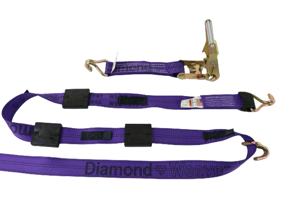 A-2X11RWHRC-DW - 2" x 10' Ratchet Wheel Strap w/ 3 Rubber Grabs & Wire Hooks-BEST