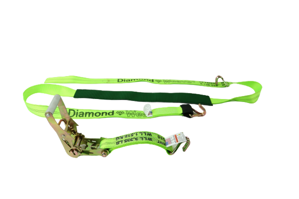 A-2X11RWHLP-DW - 2" x 10' Ratchet Wheel Strap w/ Wire Hooks & 2" Low Profile Sleeve-BEST