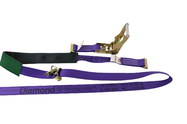 A-2X11RSEH-AUTO - 2" x 10' Diamond Weave Ratchet Strap w/ 2" Low Profile Sleeve-BEST