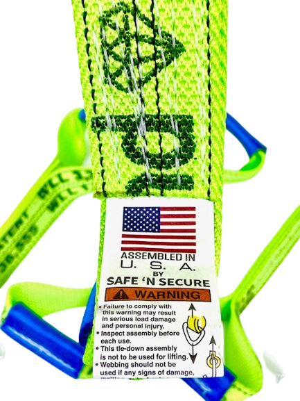 TOW-8PTCHAIN18-HDDW - 8 Point DIAMOND WEAVE Flatbed/Rollback 14' Car Tie-Down w/ Chain Tail-BEST