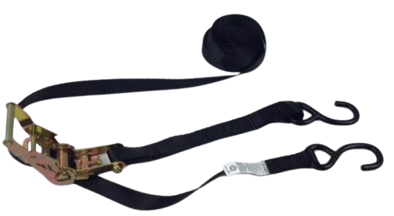 1" x 16' Ratchet Strap Assembly with Vinyl S-Hooks-GOOD