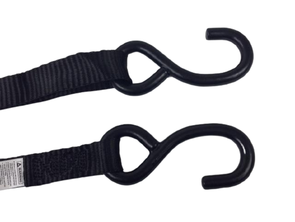 1" x 16' Ratchet Strap Assembly with Vinyl S-Hooks-GOOD