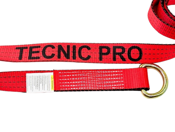 AS-TOW-100WDR-RED-I - 2" x 100" Red TECNIC Webbing Lasso Strap With D Ring-BETTER