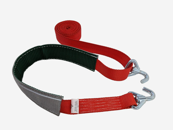 NEW - Strap Truck Wheel Strap w/ DURO 15K webbing - WSJ11 Hooks and Safe Sight Tire Grip Sleeve