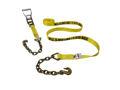 2" x 30' Ratchet Strap w/ Chain Ends & Grab Hooks-BETTER