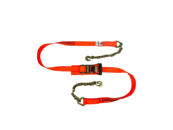 2" x 13' Quick Release Gas Cylinder Ratchet Strap w/ Chain & Grab Hooks-BEST