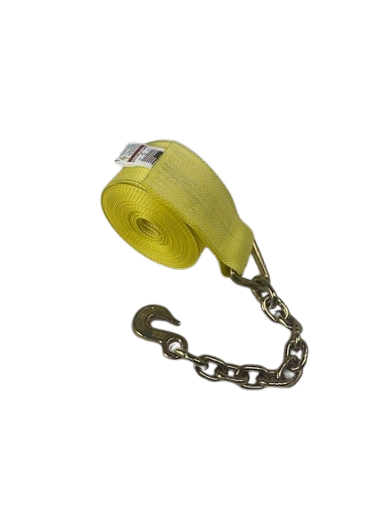 4" x 30' Winch Strap w/ Chain End & Grab Hook-BEST