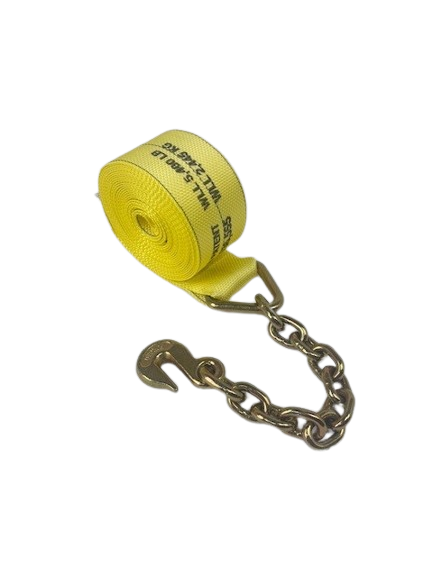 4" x 30' Winch Strap w/ Chain End & Grab Hook-BEST