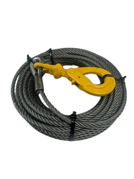 3/8" x 50' Steel Core Winch Cable w/ Self Locking Swivel Hook