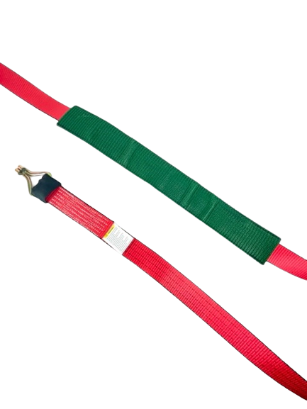 AS-KKDJ14LPTR - 2" x 14' Strap w/ Wire Hooks & Low Profile Sleeve-Red TECNIC-BETTER