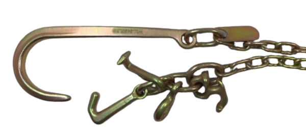 AS-KTC005C - 5/16" x 10' Safety Chain w/ 15" J-Hook, RTJ Cluster Hook & Grab Hook