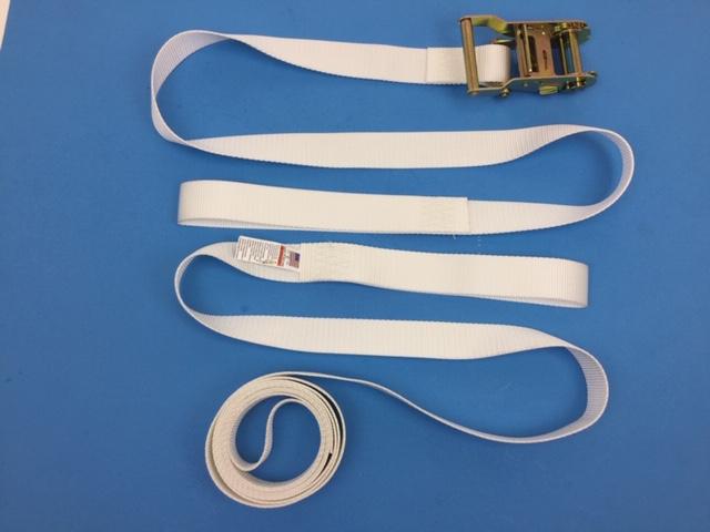 A-1.5x15RLP - 1.5" x 15' White Tent Ratchet Straps with Sewn Loops-BETTER