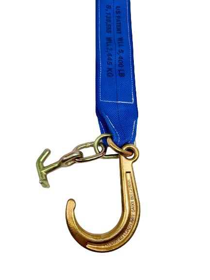 TOW-MONSTER-TJ - Towing V Bridle 4" x 24" with 8" J Hook and TJ Hook-Diamond Weave-BEST