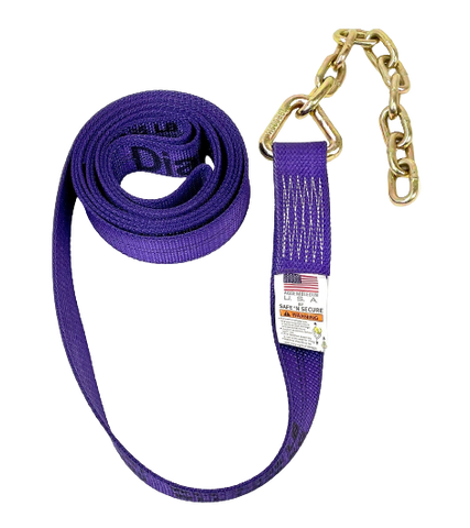 TOW-14CHAIN-DW - 14 Foot Strap with 12 inch 5/16 G70 Chain Tail-BEST