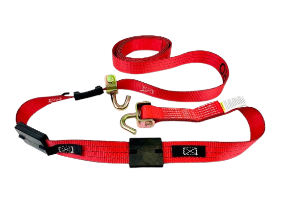 AS-KK2X14SSJR - 2" x 14' Strap w/ Swivel J Hooks & Rubber Cleats - Red TECNIC Webbing-BETTER