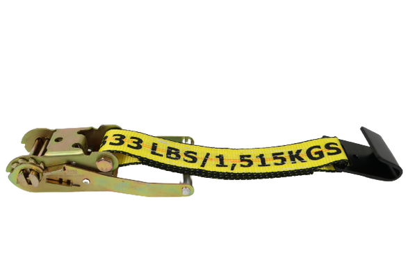 A-2X30BIGY-RFH - 2" x 30' Ratchet Strap with Flat Hooks - Big Yellow-BETTER