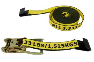A-2X30BIGY-RFH - 2" x 30' Ratchet Strap with Flat Hooks - Big Yellow-BETTER