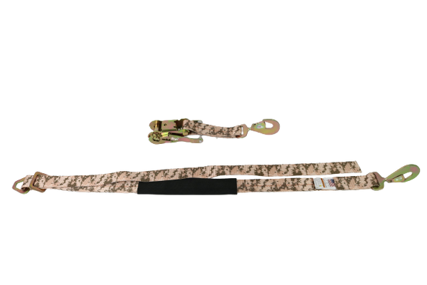 A-2X8RAS-CAMO - 2” x 8’ Camo Combo Ratchet Axle Strap Assembly with Snap Hooks-BETTER