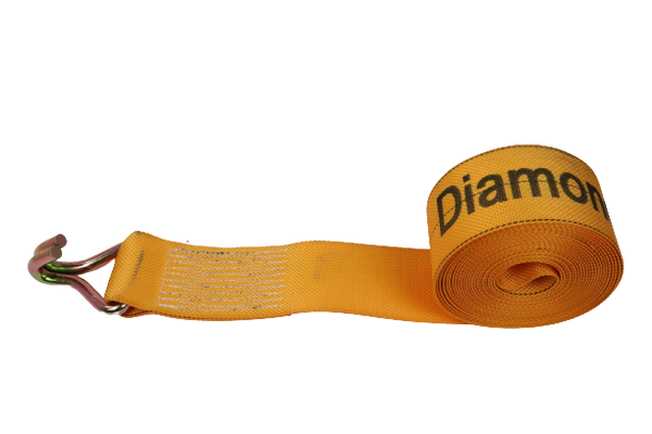 S-4X30WHK-DW - 4” x 30’ Orange Diamond Weave Straps with Wire Hook-BEST