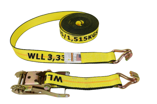 A-2X30BIGY-RWH 2" x 30' Ratchet Strap with Wire Hooks - Big Yellow-BETTER