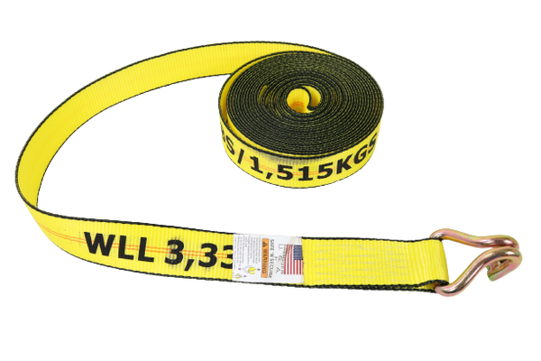 A-2X30BIGY-RWH 2" x 30' Ratchet Strap with Wire Hooks - Big Yellow-BETTER