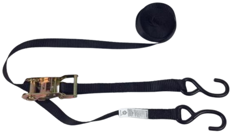 A-1X16RVSH-I - 1" x 16' Ratchet Strap Assembly with Vinyl S-Hooks-GOOD
